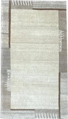 Produktbild von Teppich NEPAL NATUR - HANDGEKNÜPFT | Farbe: Beige meliert; Größe: 200x200 cm | strapazierfähig und leicht zu reinigen | Wohnzimmer | Schlafzimmer