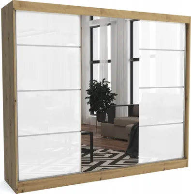Produktbild von Moderner Kleiderschrank mit Schiebetüren ZANU 250 cm Hochglanzplatte (ARTISAN)