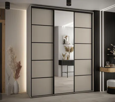Obrázok produktu pre Šatníková skriňa INDIRA 5 - 200/45 cm, kašmír / čierna