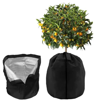 Produktbild von Winterschutz für Topfpflanzen, großer Topfschutz von 45 cm x 50 cm für Pflanzen im Winter, Winterpflanzenschutz mit Reißverschluss und Kordelzug, Winterschutz für Pflanzen zum Schutz der Pflanzenwurzeln.
