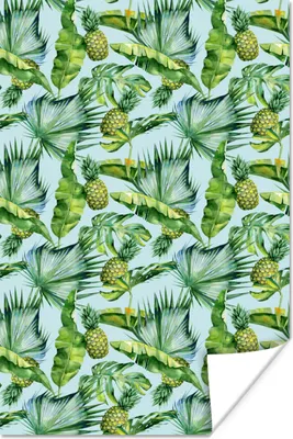 Produktbild von MuchoWow® Poster Vintage - Ananas - Blätter 60x90 cm - Wanddekoration