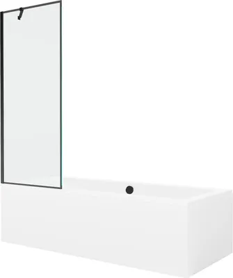 Produktbild von Mexen Cube rechteckige Badewanne 170 x 80 cm mit Verkleidung und 1-flügliger Duschabtrennung 70 cm, Schwarzes Design - 550517080