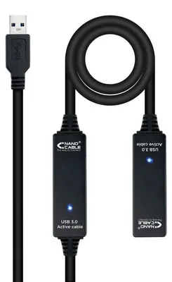 Image de Câble usb 3.0 Rallonge avec amplificateur a/m-a/h 15m noir nanocable