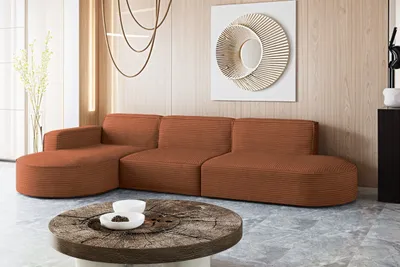 Zdjęcie produktu dla Designerski Narożnik, Sofa w kształcie litery L MODENA, tkanina Poso Miedziany Lewy