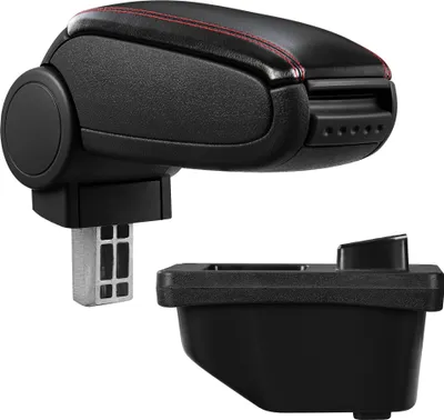 Produktbild von [pro.tec] Mittelarmlehne Passgenau Peugeot 308 I - Armauflage mit Staufach - gepolstert - schwarz Kunst-Leder mit roten Nähten