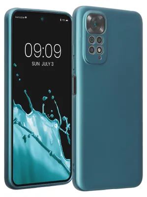 Produktbild von kwmobile Handyhülle für Xiaomi Redmi Note 11 / Note 11S Hülle - weiche Silikon Case metallisch schimmernd - Schutzhülle Cover - Metallic Karibikblau
