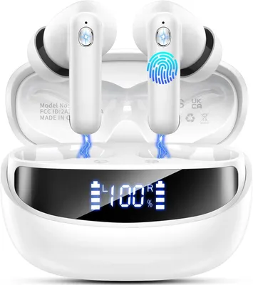 Produktbild von In Ear Kopfhörer mit 6 ENC Noise Cancelling Mics, IP7 Wasserdicht Kabellose Kopfhörer HiFi Stereo, Ohrhörer mit LED-Anzeige 56 Std Spielzeit