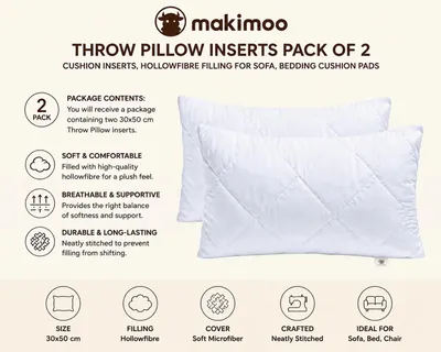 Imagen del producto de Juego de dos almohadas, 30 x 50 cm, con relleno de poliéster, para cama y sofá