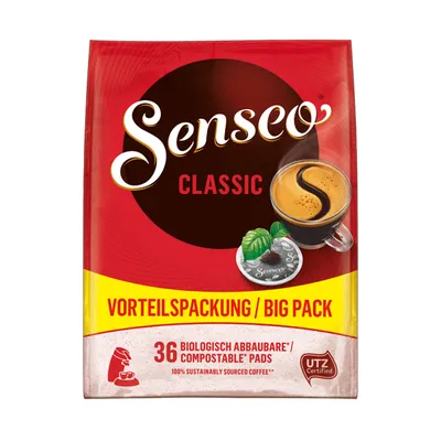 Produktbild von Senseo Kaffeepads Classic / Klassisch, Intensiver und Vollmundiger Geschmack, Kaffee für Kaffeepadmaschinen, 36 Pads