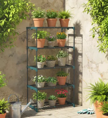 Produktbild von 5-Etagen Pflanzenständer, 138 cm Hoch Blumenständer für Innen Außen, Pflanzenregal aus Stahl
