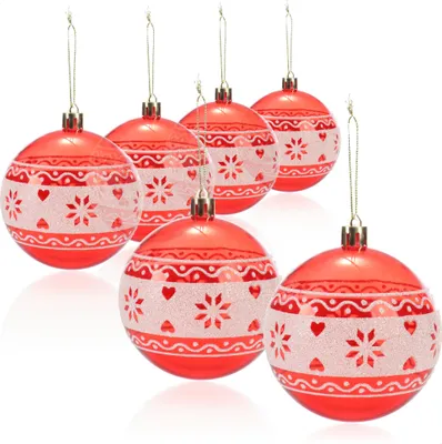 Zdjęcie produktu dla com-four® 6x bombki świąteczne, nietłukące plastikowe bombki na Boże Narodzenie, ozdoby choinkowe na choinkę z zawieszką