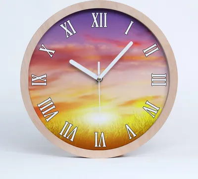 Produktbild von Holzuhr 20fi cm wanduhr - weiße Spitzen - Sonnenuntergang