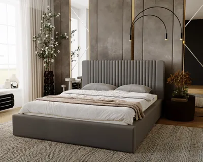Produktbild von GrainGold Polsterbett Malmo 140x200 cm - Bett 140x200, Polsterbett mit Bettkasten & Lattenrost - Grau (Jupiter 22)