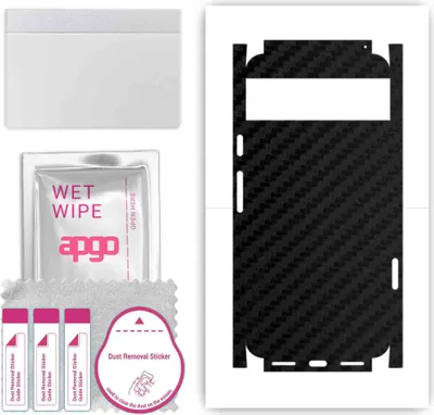 Produktbild von apgo Rückseite + Seiten Schutzfolie, Skin, kompatibel mit Google Pixel 8, Hinten Displayschutzfolie aus Vinylfolie, kratzfest, einfache Montage - Schwarzer Kohlenstoff