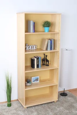 Produktbild von Regal, Küchenregal, Wohnzimmerregal, Bücherregal - 80 cm breit, Kiefer Holz-Massiv, Farbe: Natur