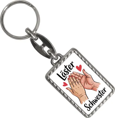 Produktbild von Läster Schwester Schlüsselanhänger mit Bordüre für die beste Freundin