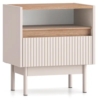 Produktbild von Selsey Dunea – Nachttisch mit Schublade, Kaschmirgrau/Eichenholzoptik, 50 cm