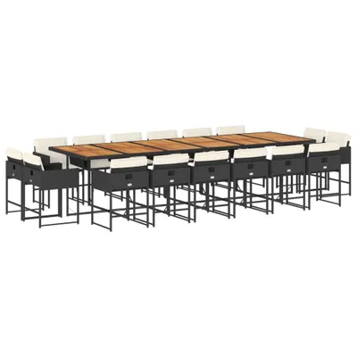 Produktbild von vidaXL 17-tlg. Garten-Essgruppe mit Kissen Schwarz Poly Rattan