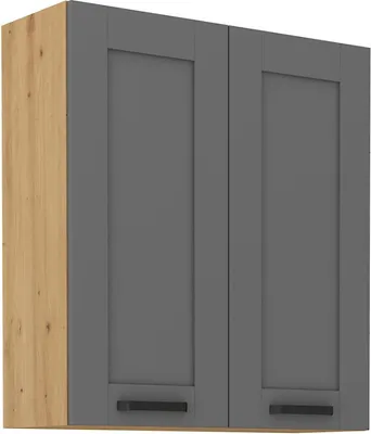 Image de Armoire haute supérieure LAILI – largeur 80 cm, gris / chêne artisan