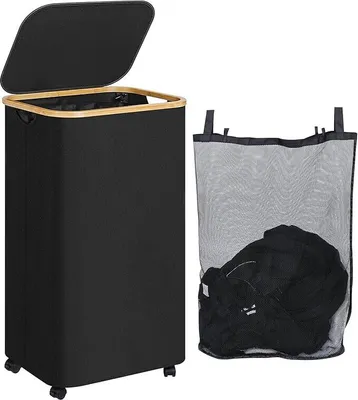 Produktbild von Wäschekorb mit Rollen, Wäschebehälter für Schmutzwäsche, 110L, Wäsche mit Abnehmbarem und Waschbarem Innenbeutel, für Schmutzwäsche