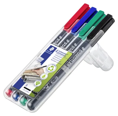 Produktbild von STAEDTLER Lumocolor 314 permanent-Universalstift B (1.0/2.5mm) Box mit 4 Farben