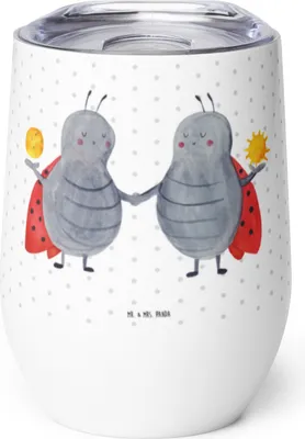 Produktbild von Mr. & Mrs. Panda Thermo Becher Sternzeichen Zwilling - Weiß - Geschenk, thermosbecher, Zwillingsschwester, Reisebecher, Edelstahlbecher, Thermobecher, Marienkäfer