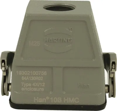 Produktbild von HARTING Han 10B HMC Kupplungsgehäuse hoch, 1xM25 gerader Kabelabgang, mit 1 Längsbügel - 1 Stück