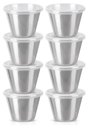 Image de Bols à sauce en acier inoxydable avec couvercles, 70 ml, lot de 8