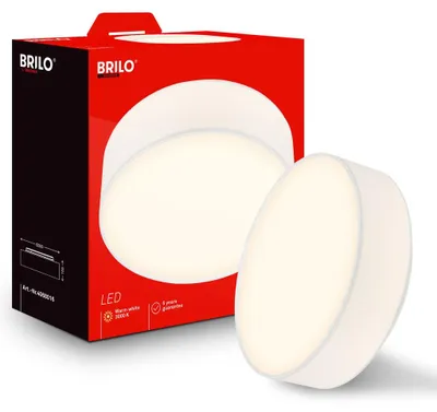 Image de Briloner Plafonnier LED abat-jour en tissu Ø30x10,5 cm rond 16W 1800lm 3 000K blanc chaud blanc - Lustre salon chambre cuisine couloir