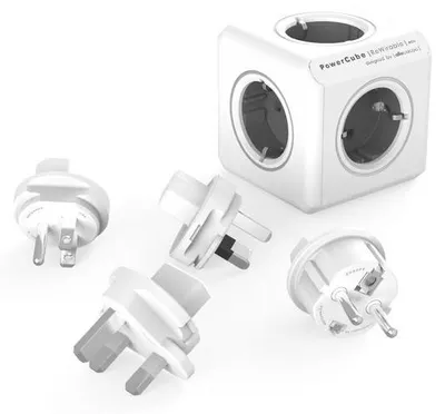 Produktbild von allocacoc PowerCube ReWirable, Reisestecker US UK AUS & Steckdosenwürfel, GRAU