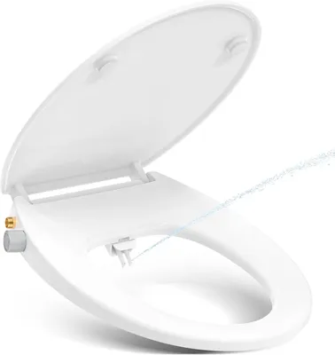Obrázok produktu pre Toaletné sedadlo s bidetom 44,3x37,1 cm, biele, O-tvar, pomalé zatváranie, 8 dýzy, pre kúpeľňu