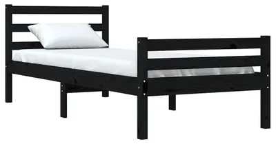Produktbild von vidaXL Massivholzbett Schwarz 100x200 cm