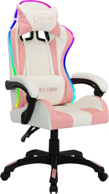 Produktbild von vidaXL Gaming-Stuhl mit RGB LED-Leuchten Rosa und Schwarz Kunstleder