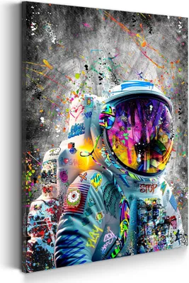 Produktbild von Street Art Astronaut Wandbild Leinwandbild Kunstdruck XXL Deko: 60x90x4cm