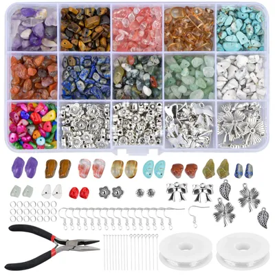 Natursteinkralen-Set, 933 Teile, 11 Farben, DIY-Schmuck