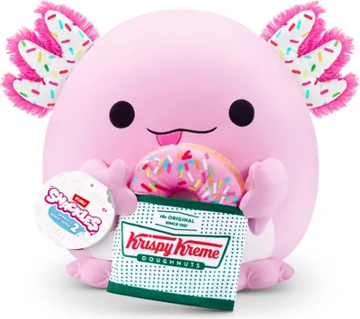 Immagine prodotto di Snackles, Serie 2, Axolotl (Krispy Kreme), peluche morbido e rilassante, alto 35 cm con snack in licenza (Axolotl)