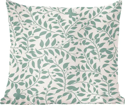 Produktbild von MuchoWow® Zierkissen Sofakissen Wohnzimmer Dekokissen 45x45 cm Illustration eines Blumenmusters mit Blättern - Schlafpolster - Polster für das Sofa