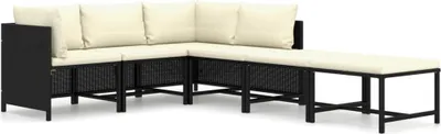 Immagine prodotto di vidaXL Set di 6 pezzi da giardino con cuscini in polirattan nero