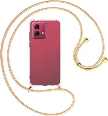 Produktbild von Handykette Backcover-Schutzhülle mit Band (Metall goldfarben) für Motorola Moto G84 5G (6.5'') - Goldkordel