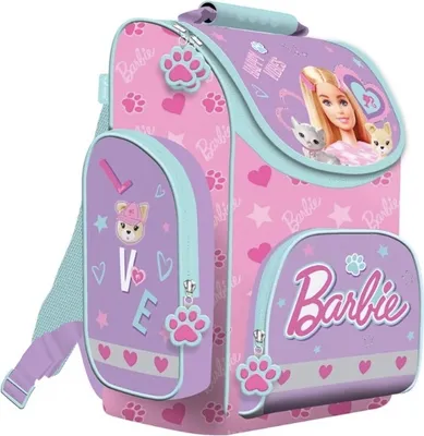 Produktbild von Schulranzen für Mädchen - Schul-Rucksack für Kinder mit Federmäppchen - Schuhbeutel und Hausaufgabenheft - Barbie Motiv