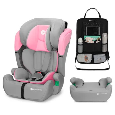 Obrázok produktu pre Detská autosedačka Kinderkraft COMFORT UP i-Size 76–150 cm, R129, 5-bodový pás, EASY GROW, vetraná, ružová, s organizérom do auta