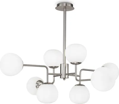 Productafbeelding van Maytoni Erich hanglamp, 8 lichtpunten, nikkel en wit, dimbaar, E14, 40W