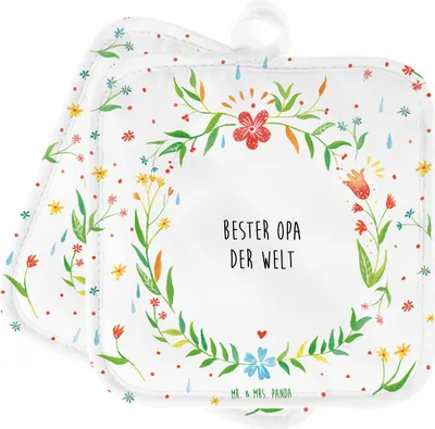Produktbild von Mr. & Mrs. Panda Topflappen Opa - Geschenk, Set, Opi. Großpapa, Topflappenset, Kochlappen, Topfuntersetzer, Enkelkind, topfhalter, Großeltern