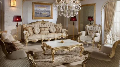 Produktbild von Casa Padrino Luxus Barockstil Wohnzimmer Möbel Set Grau / Weiß / Gold