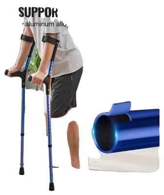 Imagen del producto de Muletas para el antebrazo, fabricadas en aluminio, con 11 niveles de ajuste de altura y 4 niveles de ajuste para el agarre del brazo. Peso máximo del usuario: 136 kg. Longitud aproximada: 91 cm