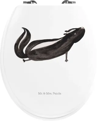 Produktbild von Mr. & Mrs. Panda WC Sitz Stinktier Yoga - Weiß - Geschenk, holz, WC-Sitz, Skunk, Liebe, Toilettendeckel, Klodeckel, Namaste, Raubtier, klo deckel