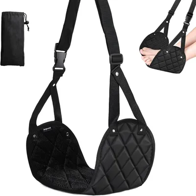 Obrázok produktu pre Lietadlová opierka nôh 45x21 cm, s úložnou taškou, nastaviteľná, čierna, na cestovanie