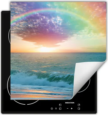 Produktbild von DarHaus Herdabdeckplatte 50x52 cm Anti Rutsch Matte Aufrollbar, Meer - Strand