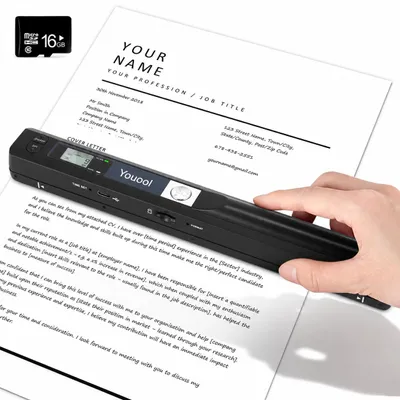 Obrázok produktu pre Mini skener, prenosný, pre skenovanie obrázkov formátu A4, skener, formát A4, rozlíšenie 900 dpi
