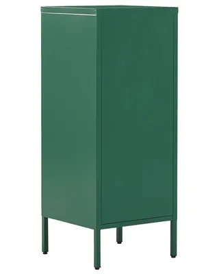 Produktbild von BELIANI Hoher Aktenschrank Grün Stahl 40x40x102 cm mit 2 Türen 4 Ablagefächern 2 Griffen Büro Wohnzimmer Schlafzimmer Bad Flur Diele